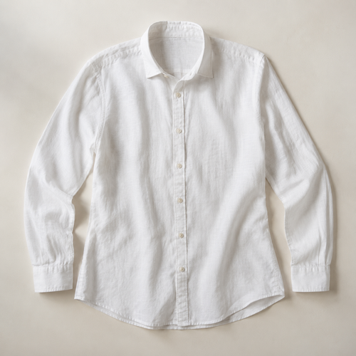 White men's long-sleeve button-front shirt